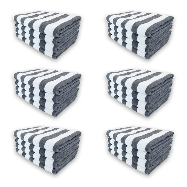 Hospeco California Cabana Beach Towels 30x70 Gray - Case of 24 CABANA-GY - main
